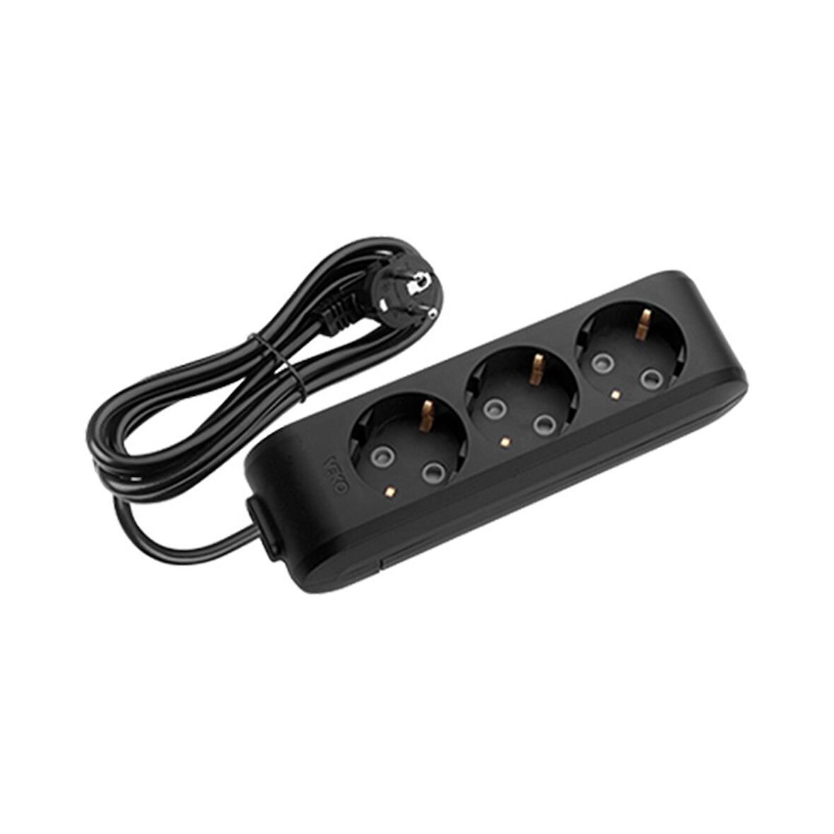 VİKO Grup Priz Üçlü Topraklı Çocuk Koruma 5 mt Kablolu Siyah