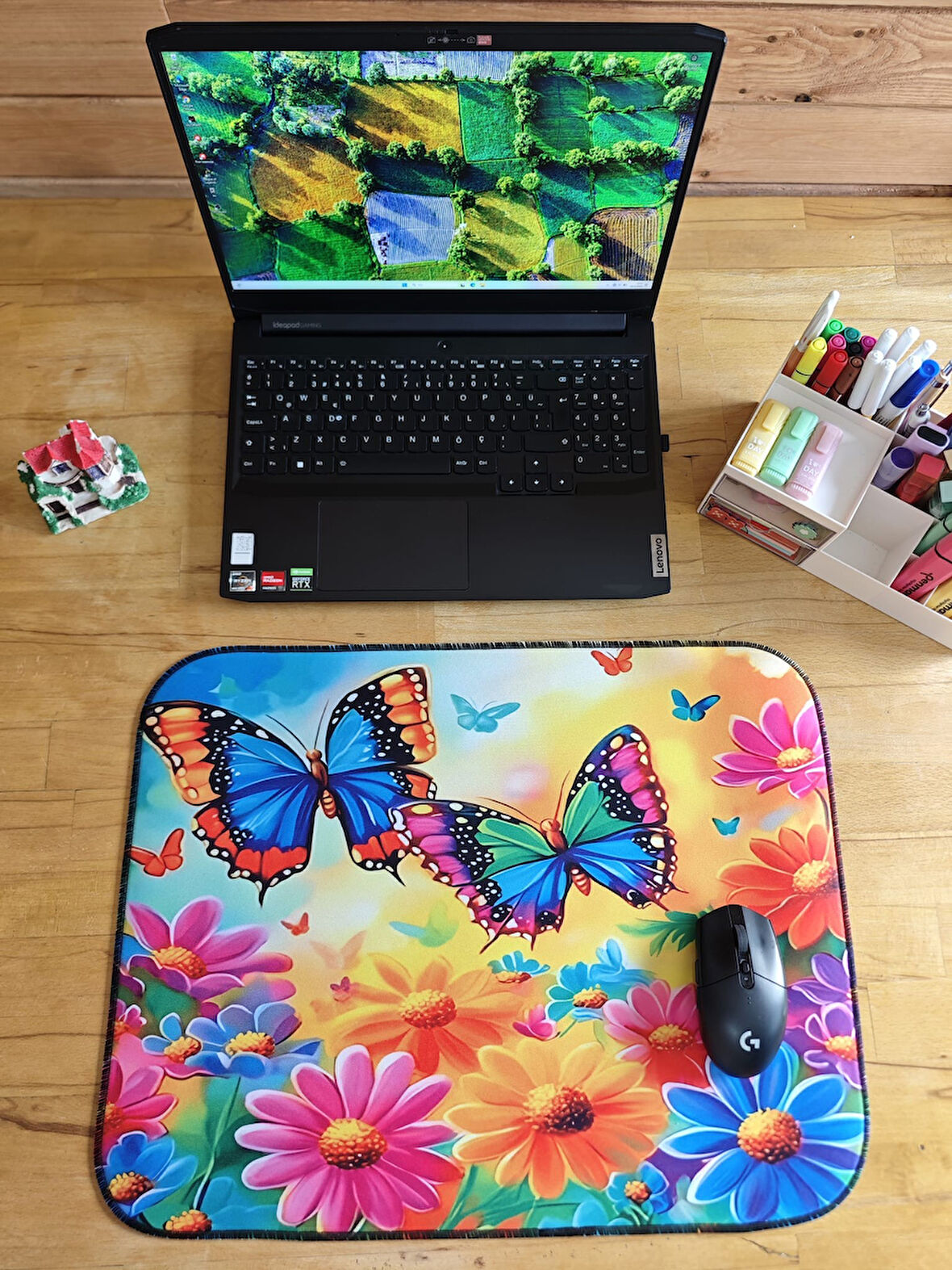 SGE TEKNOLOJİ 55X45 CM KELEBEK ÇİÇEK KAYDIRMAZ TABAN SPEED YÜZEY OYUNCU MOUSE PAD GAMİNG PAD