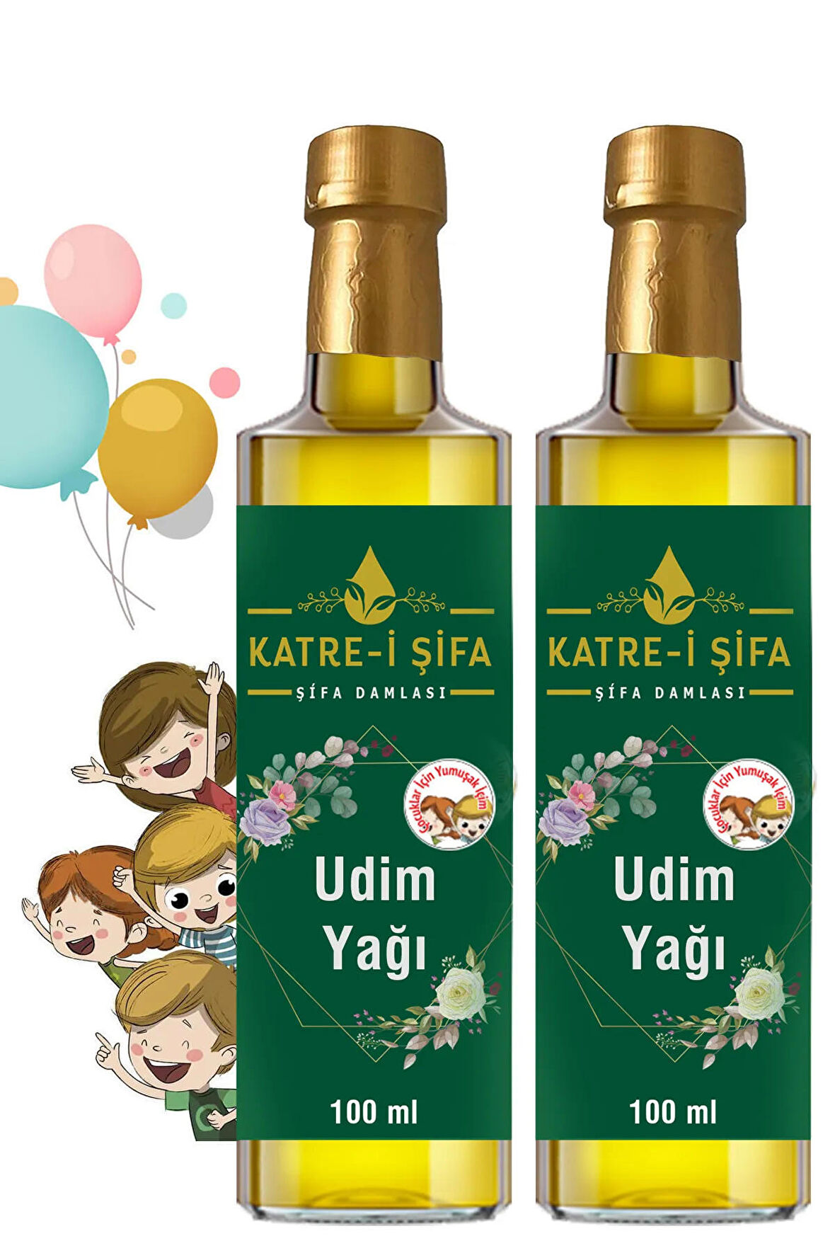 Katre-i Şifa Çocuklar İçin Yumuşak İçim UDİM Yağı 100 ML + 100 ml  2li Ekonomik Set