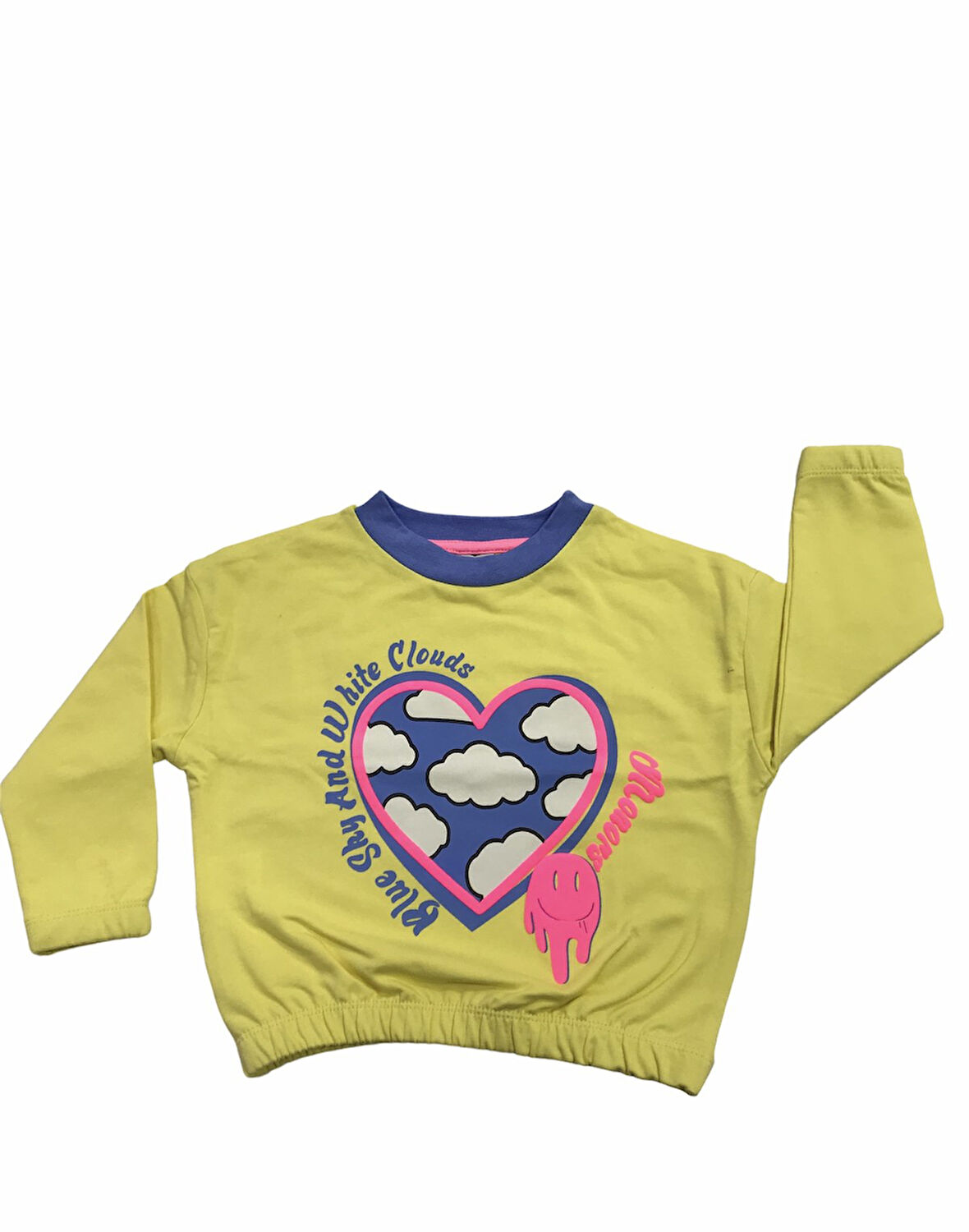 Winimo Sweatshirt Blue Sky White Cloud Baskılı Sarı