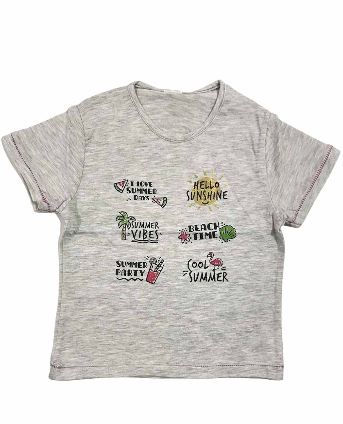 Winimo T-Shirt Süprem I Love Summer Baskılı Gri