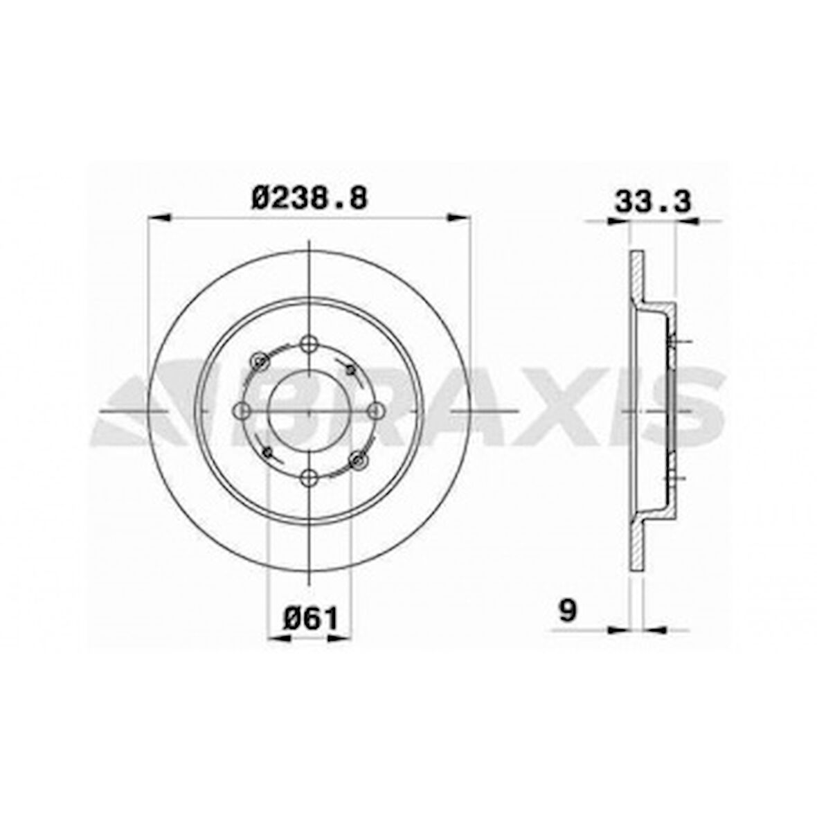 Honda Arka Fren Diski (aynası) Duz Honda City 2008-2012 Honda Jazz 2008-> (239x4) - Braxıs Ae0341