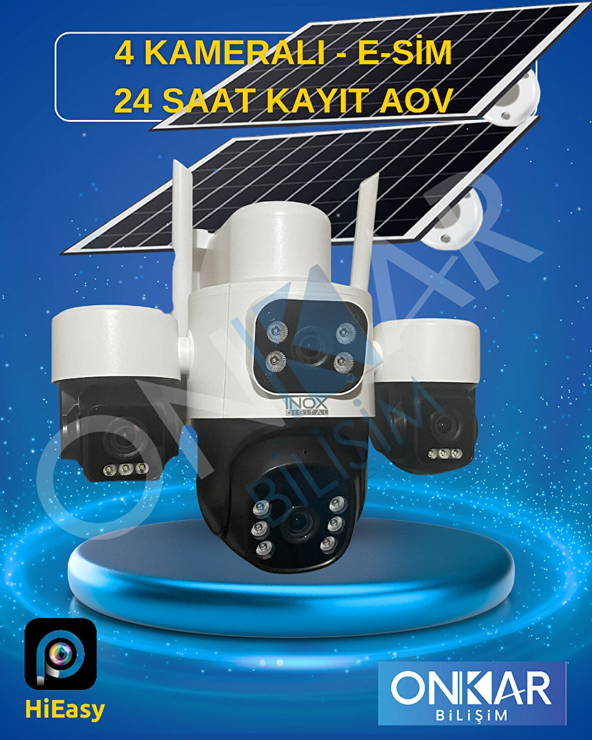 INOX X14 4 LENS eSİM SOLAR KAMERA 4 KAMERALI ÇİFT PANEL GÜNEŞ ENERJİLİ