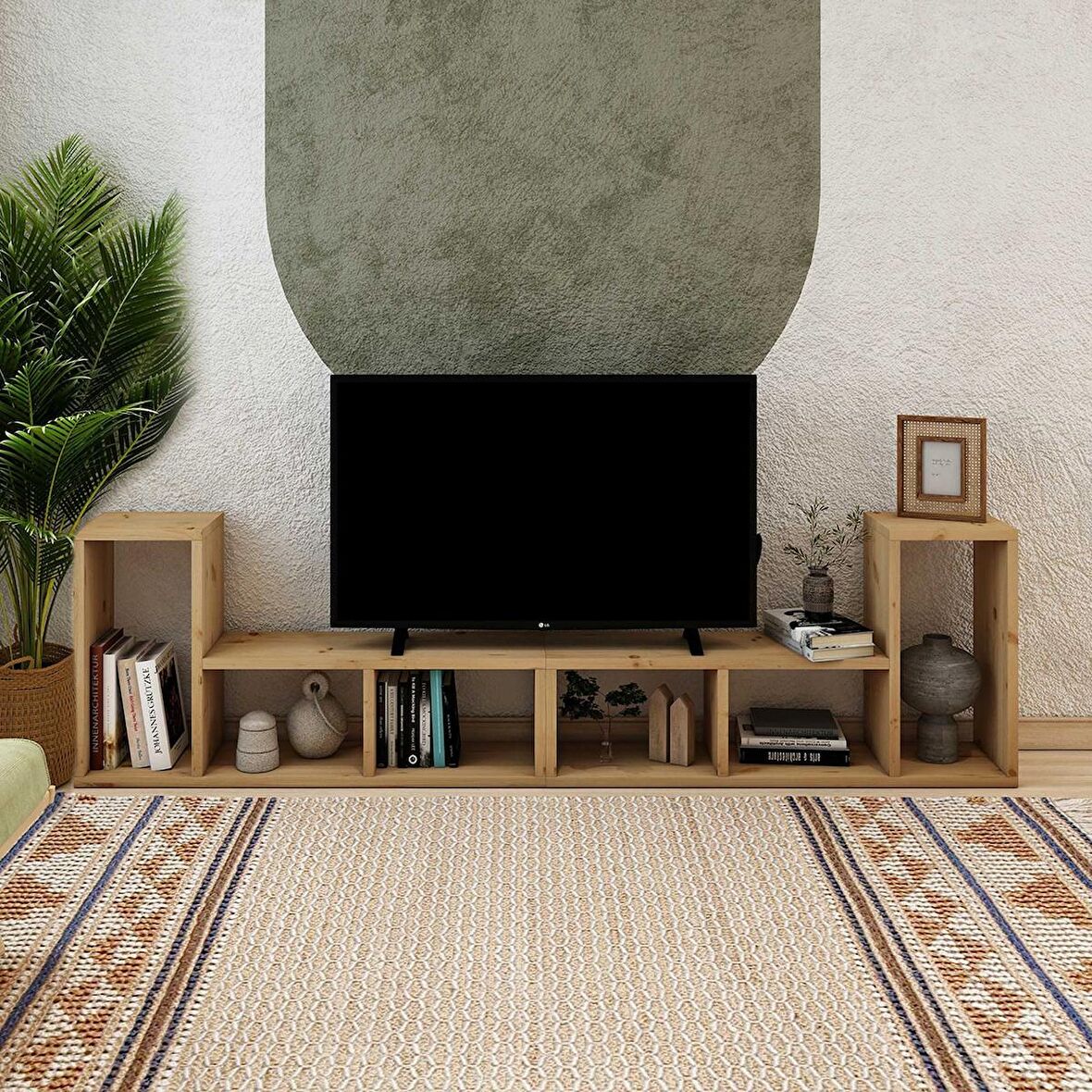 Artemis Masif Ağaç Natural Renk 240x60 TV Sehpası CPT8011-240