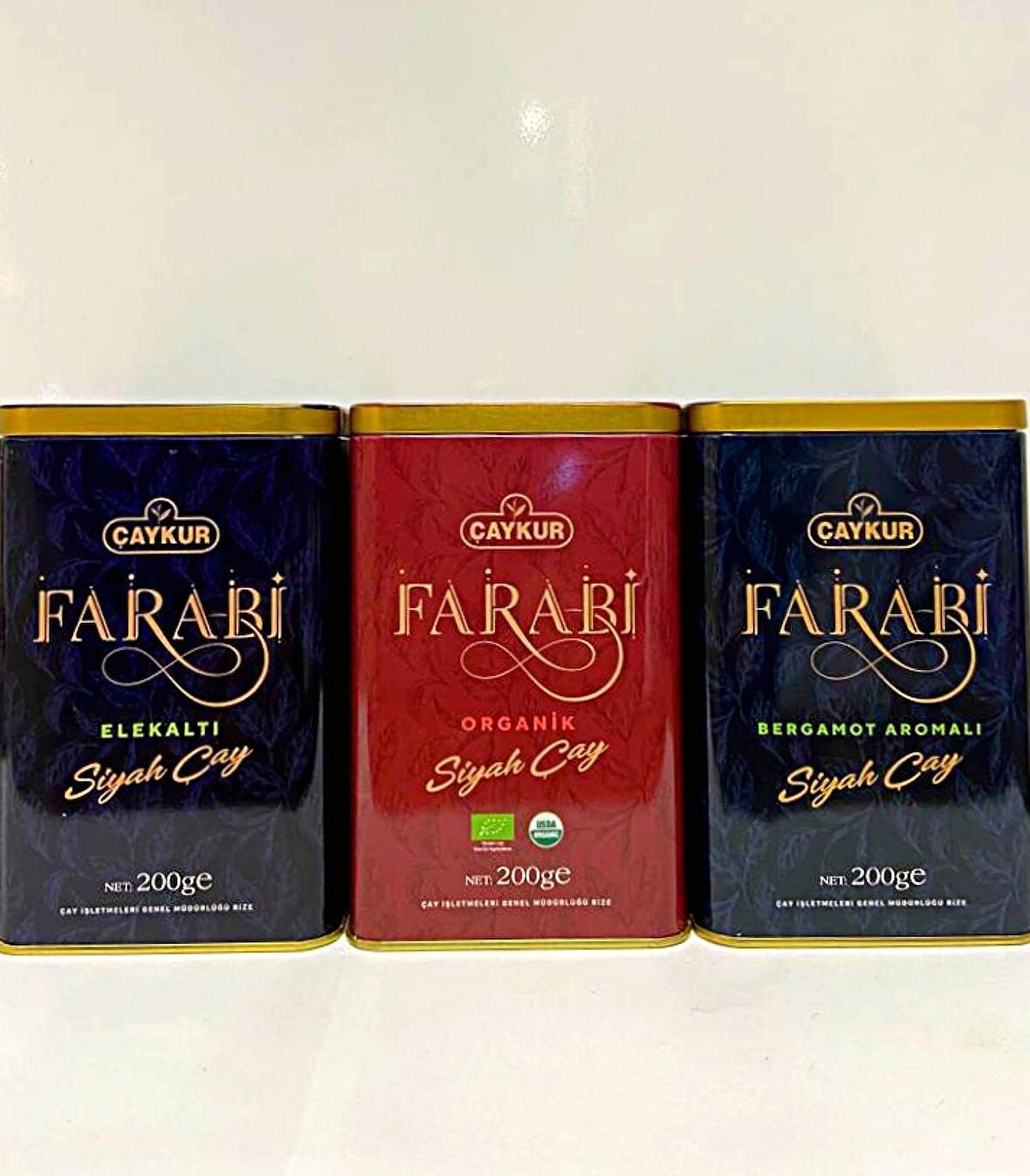 HEDİYELİK  FARABİ ELEKALTI, BERGAMOTLU VE ORGANİK ÇAY 200 GRX3 (TENEKE  KUTU)
