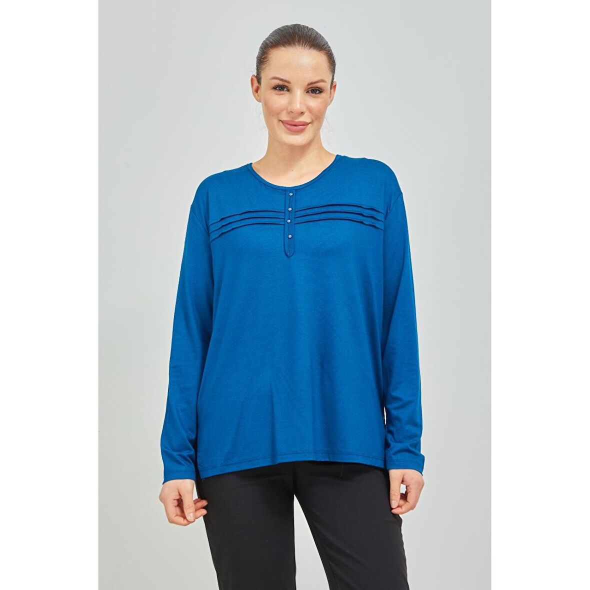 Kadın Kiremit Likralı Orta Yaş  Anne Penye Bluz