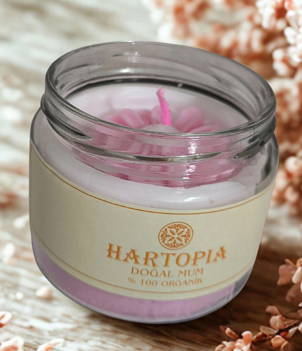 HARTOPİA Pembe Düş El Yapımı Dekoratif Mum – Aura Koleksiyonu