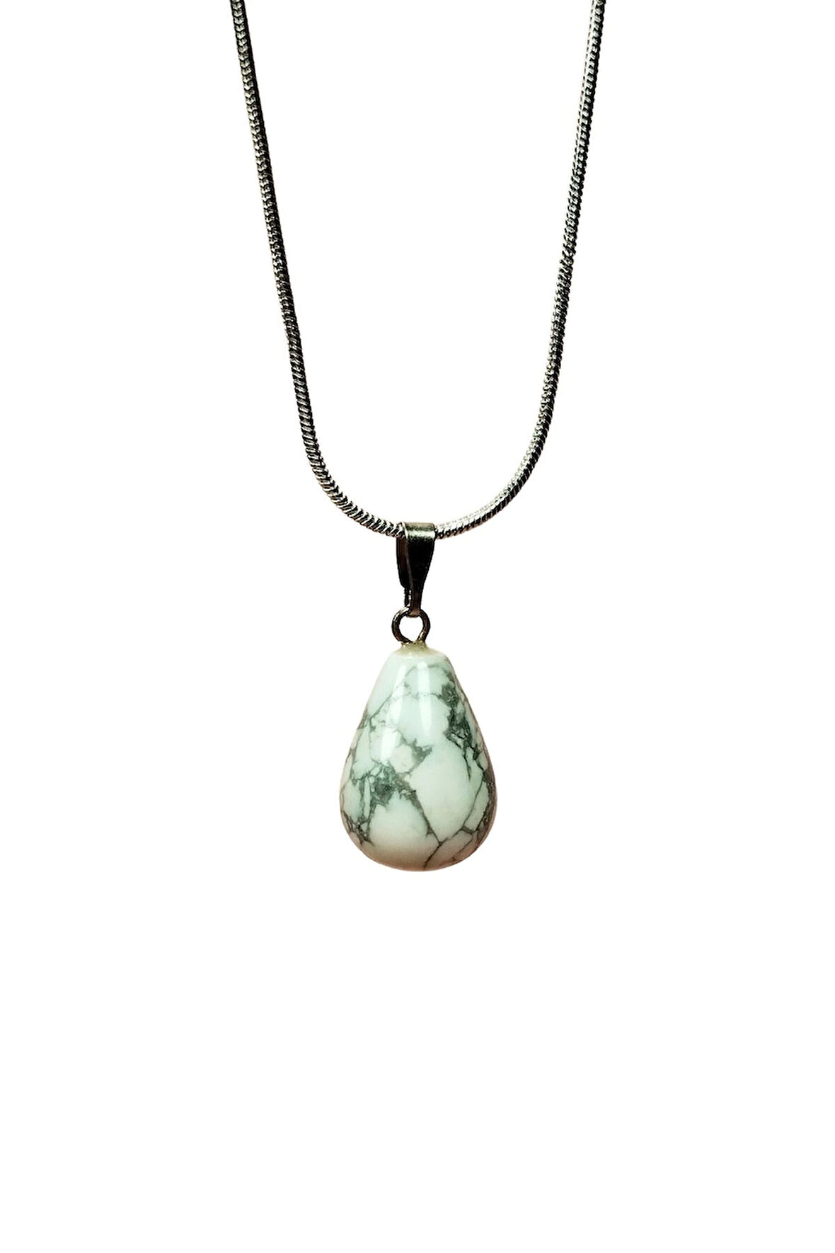 HediyeMarketim Havlit Doğal Taşı Zincirli El Yapımı Kolye Uç: 2 cm Zincir: 20 cm Kutulu