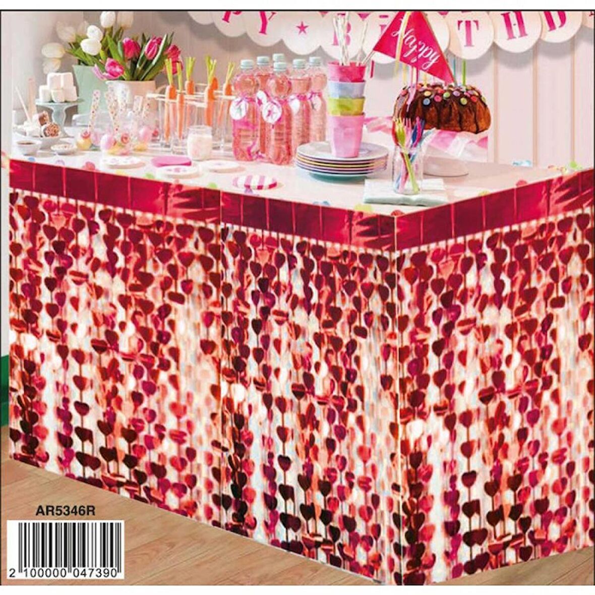 Metalize Kırmızı Kalpli Masa Püskülü