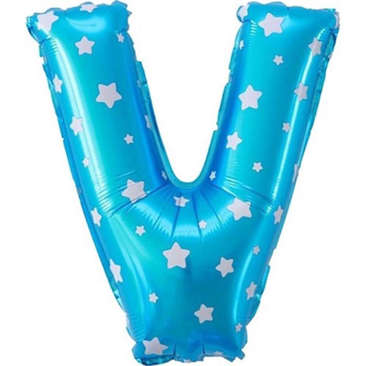 V Harf Mavi Folyo Balon 16 inç 40 cm