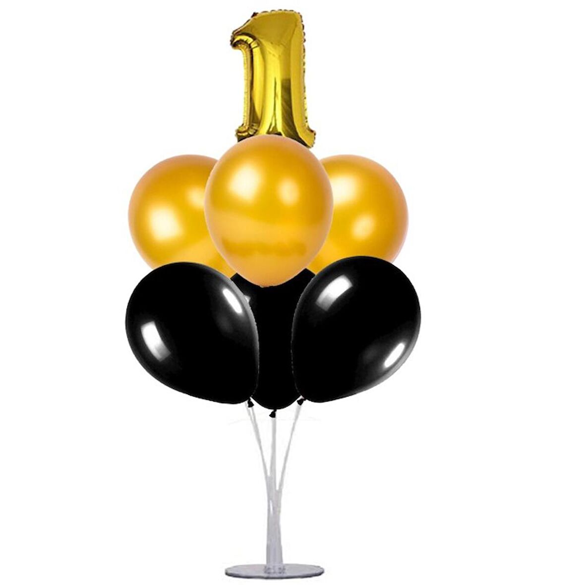 7 li Balon Demeti 1 Yaş Gold Siyah Balon