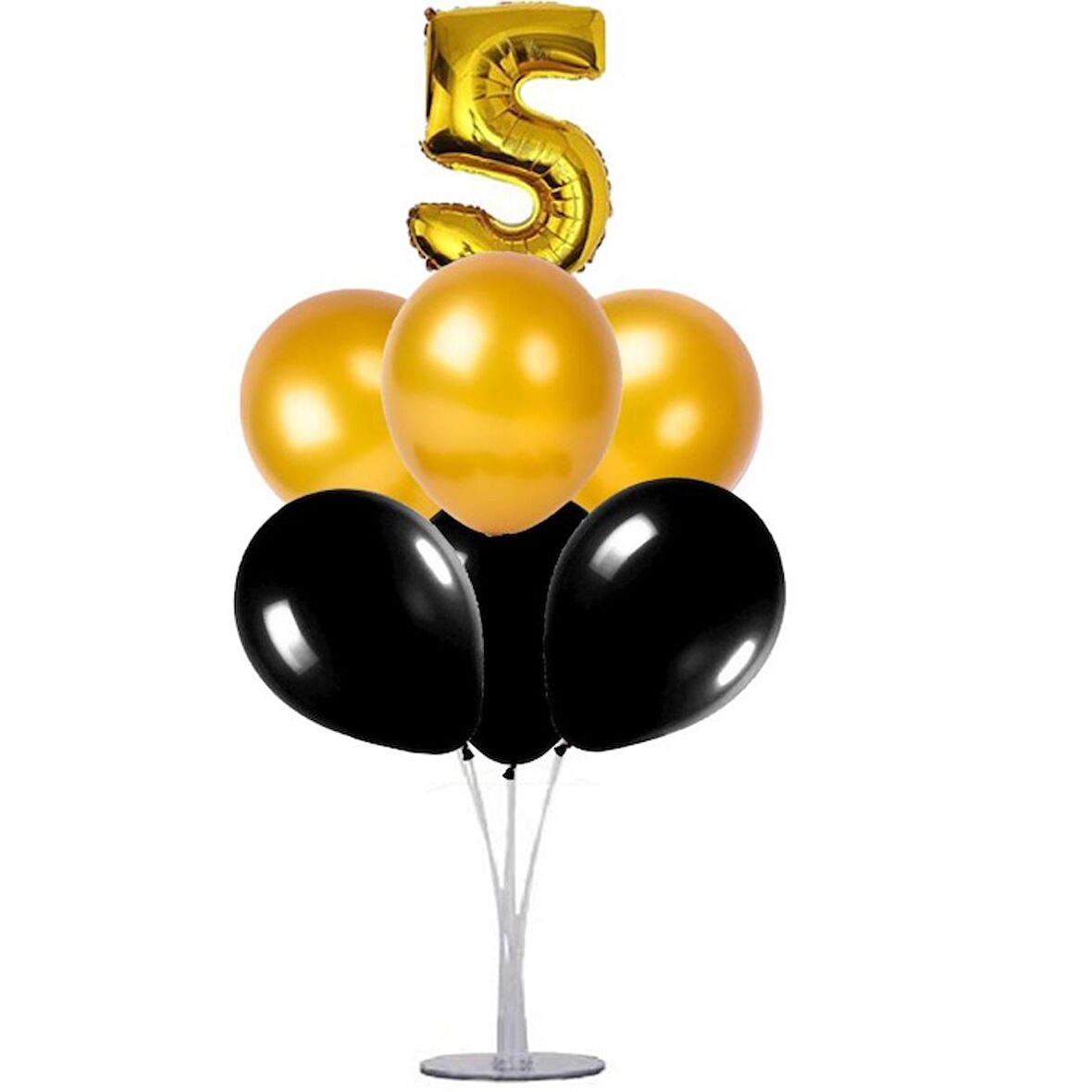 7 li Balon Demeti 5 Yaş Gold Siyah Balon