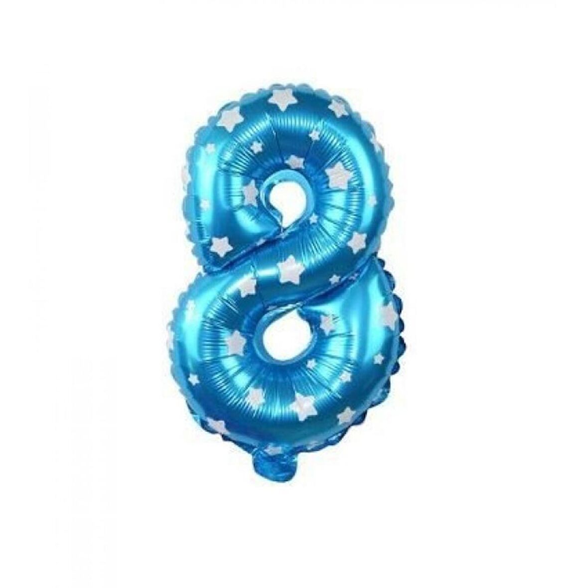8 Rakam Mavi Yıldızlı Folyo Balon