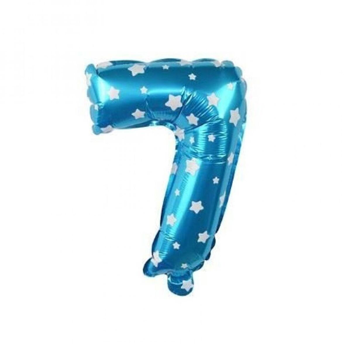 7 Rakam Mavi Yıldızlı Folyo Balon