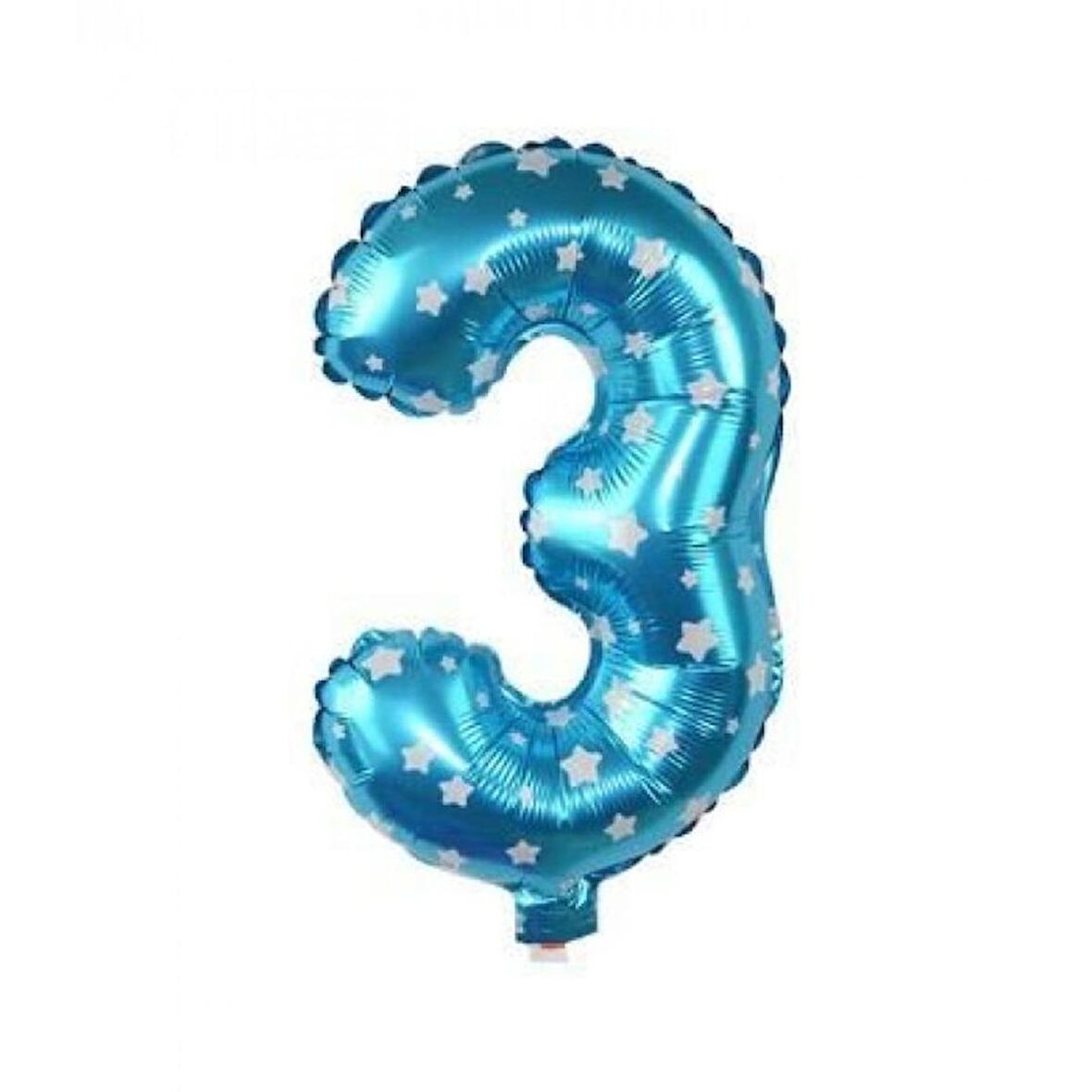 3 Rakam Mavi Yıldızlı Folyo Balon