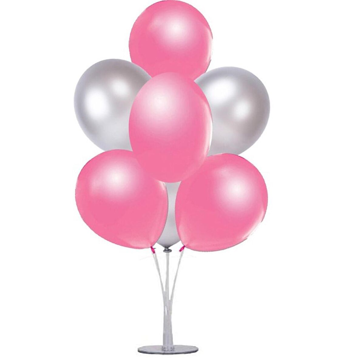 7 li Balon Demeti Gümüş Pembe Balon