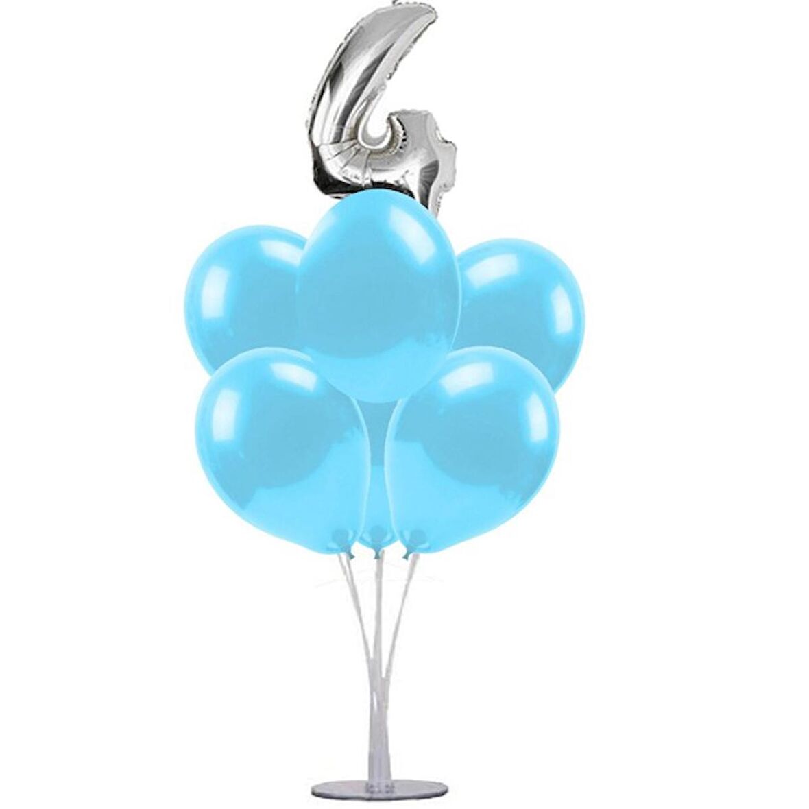 7 li Balon Demeti 4 Gümüş Mavi Balon
