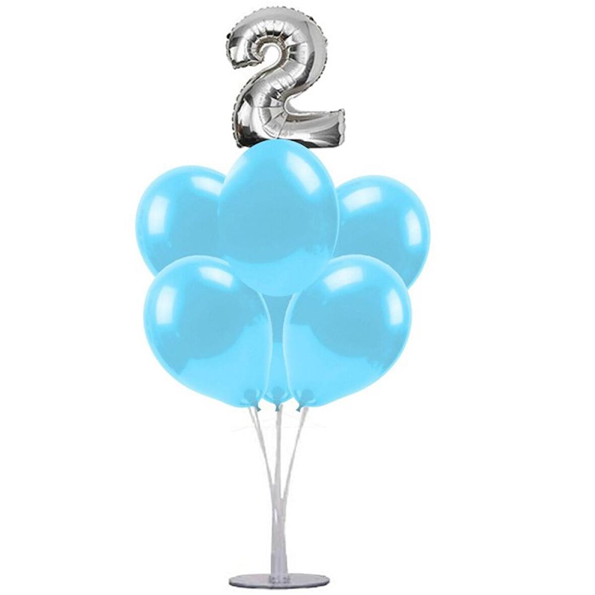 7 li Balon Demeti 2 Gümüş Mavi Balon