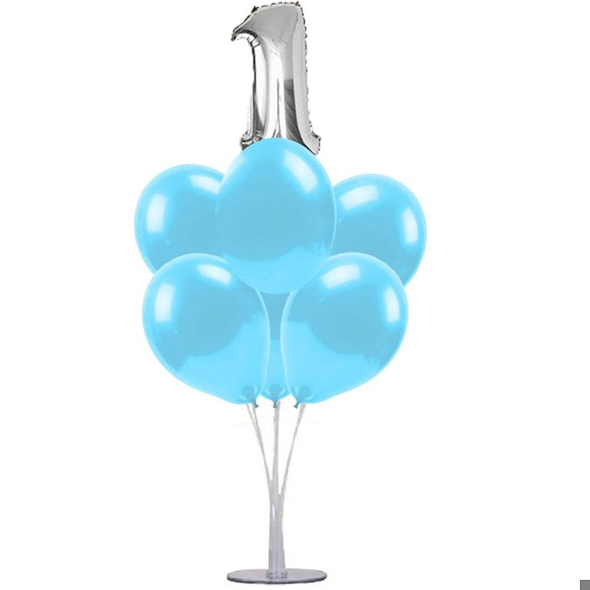 7 li Balon Demeti 1 Gümüş Mavi Balon