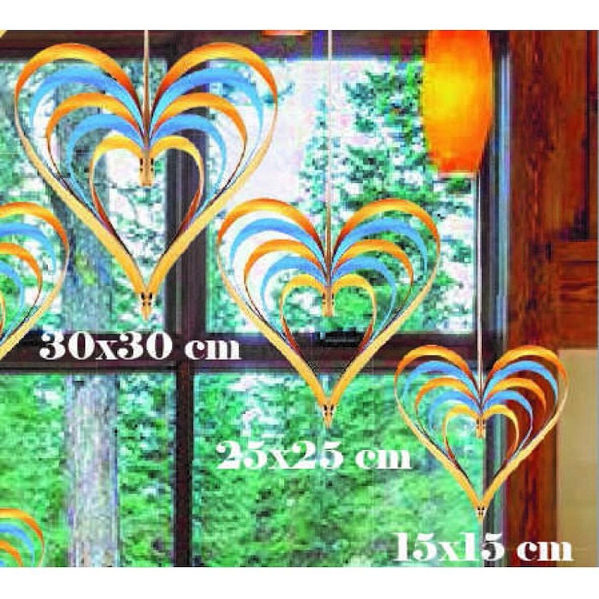 Çıtçıtlı Kalp Süs Mavi 3 lü Set