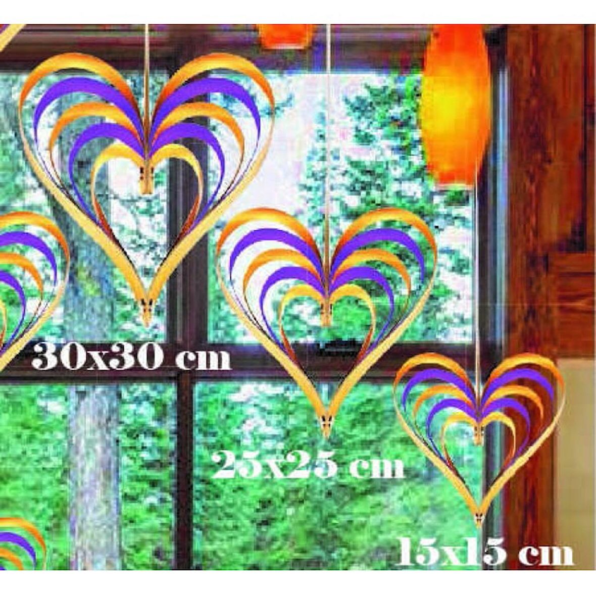 Çıtçıtlı Kalp Süs Mor 3 lü Set