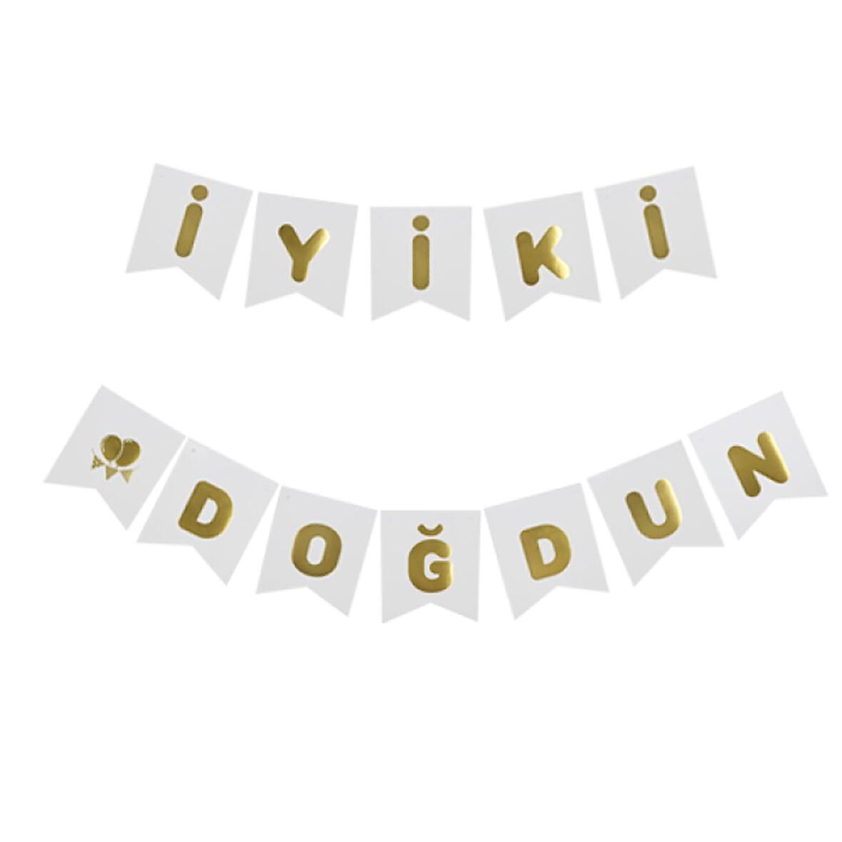 Beyaz Üzeri Gold İyi Ki Doğdun Banner