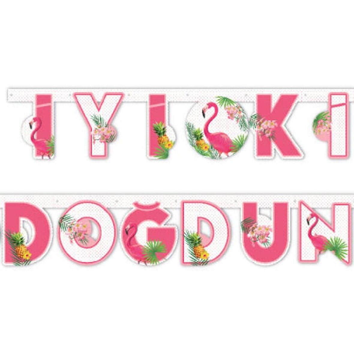 Flamingo İyi Ki Doğdun Uzar Yazı Banner