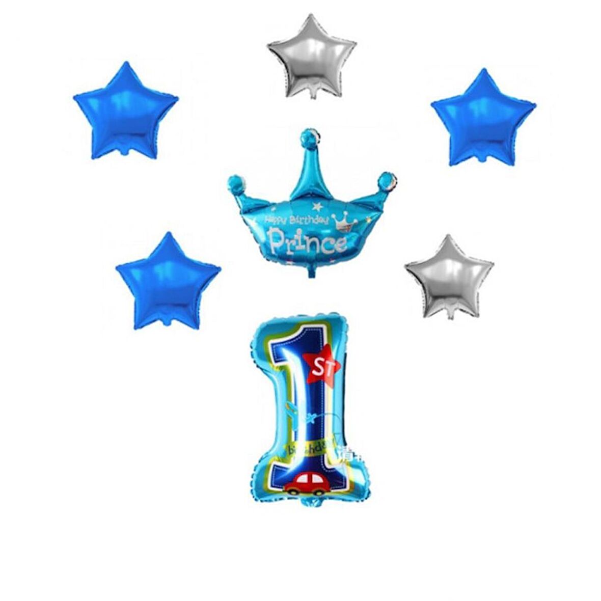 1 Yaş Mavi 7 li Folyo Balon Seti