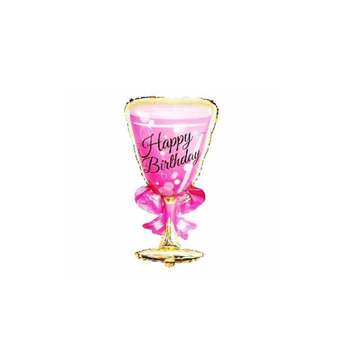 Happy Bırtday Pembe Kadeh Folyo Balon 49×103 cm