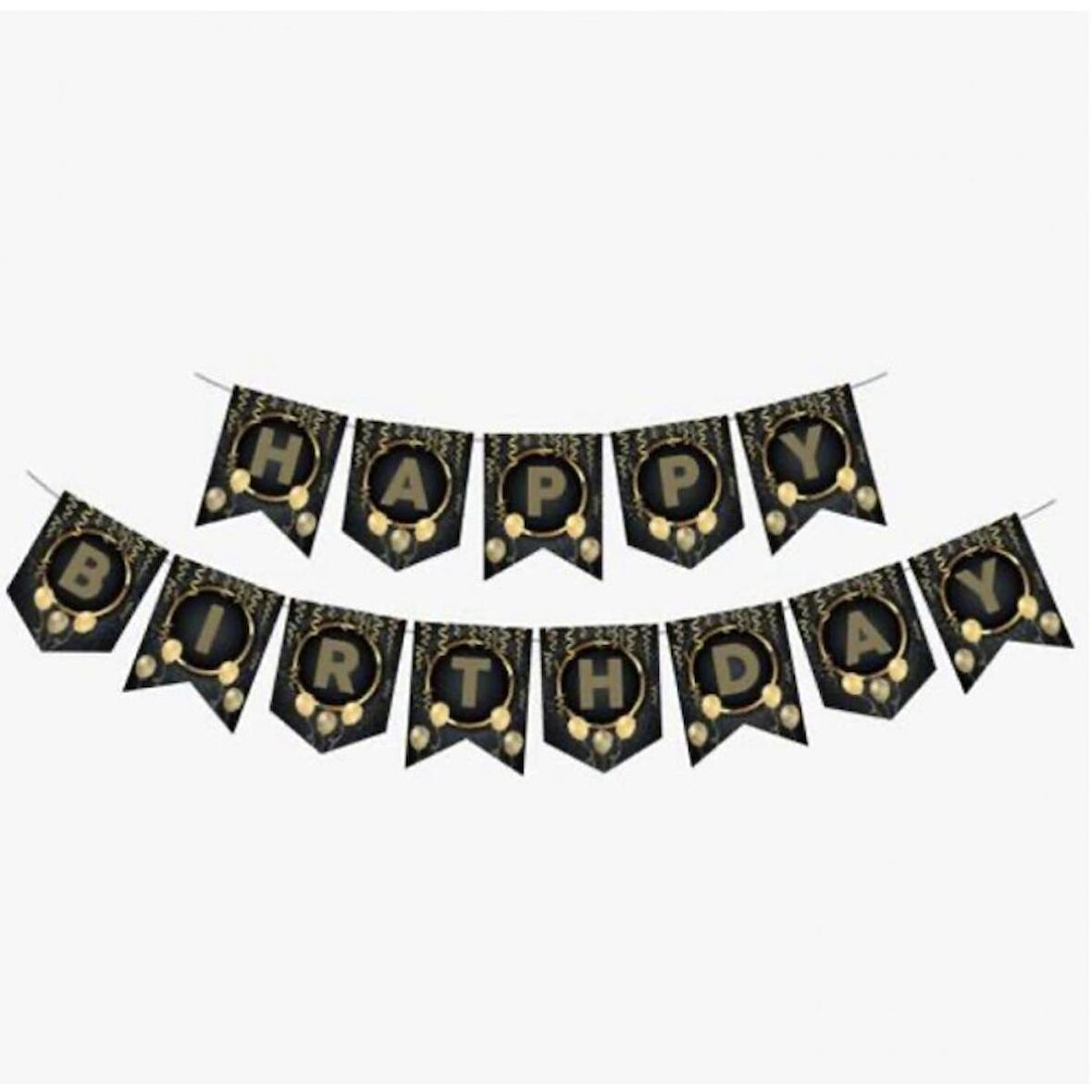 Siyah Gold Happy Bırthday Banner