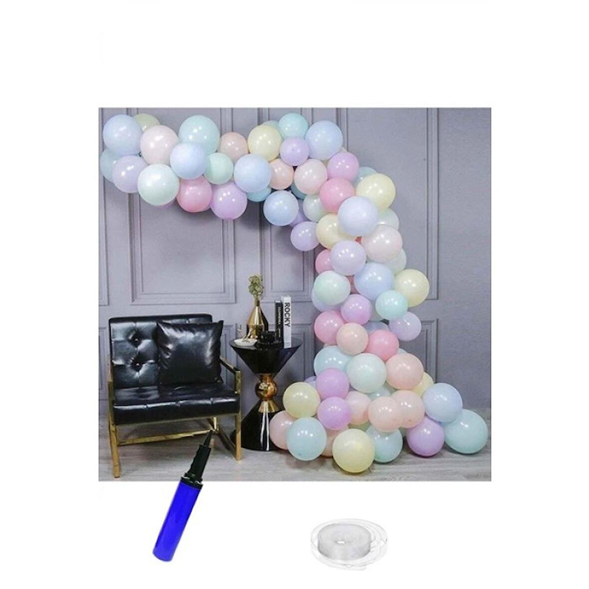 Doğum Günü Makaron Balon Zinciri 63 Parça