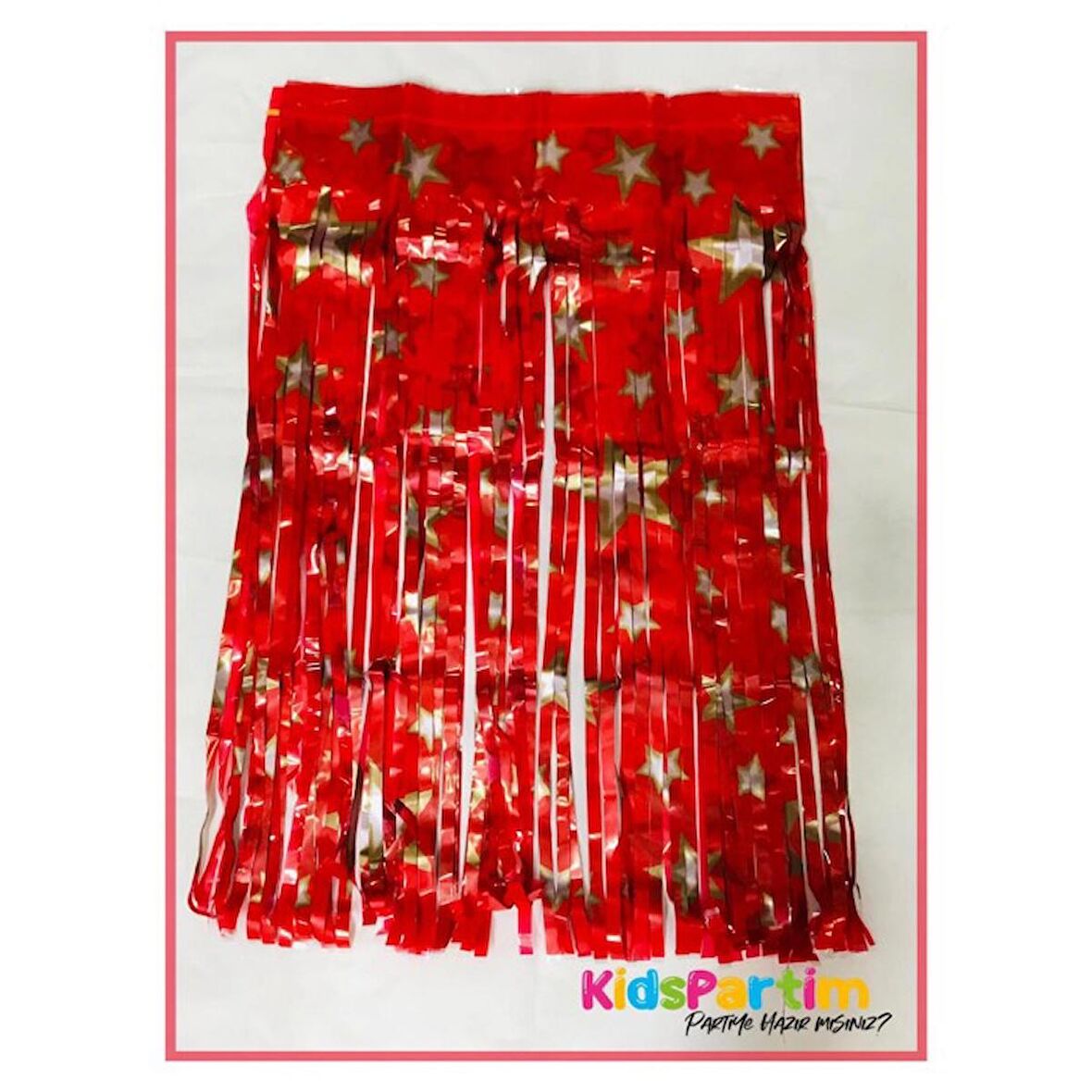 Metalize Yıldız Baskılı Kırmızı Masa Püskülü