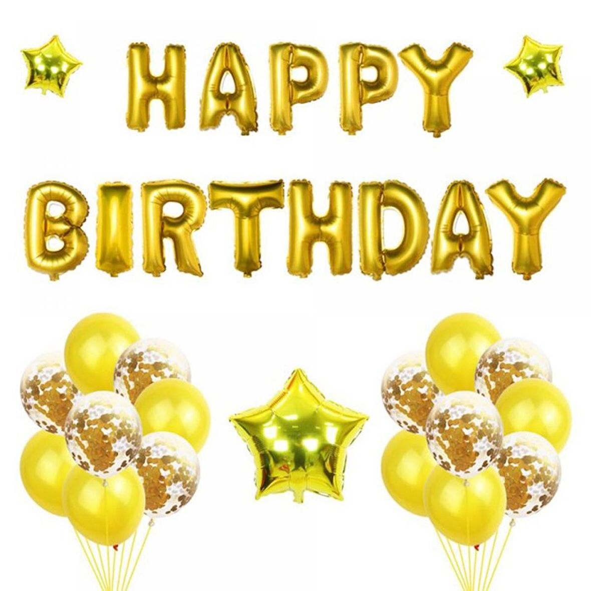Happy Bırtday Gold Konfetili Balon Seti
