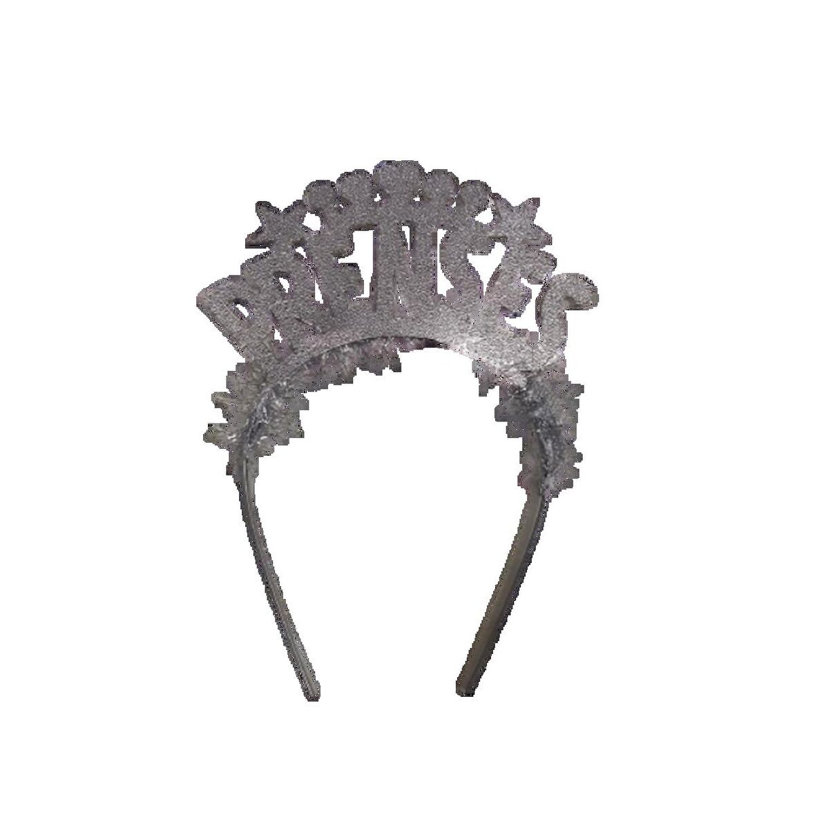 Prenses Gümüş Yazılı Metal Taç