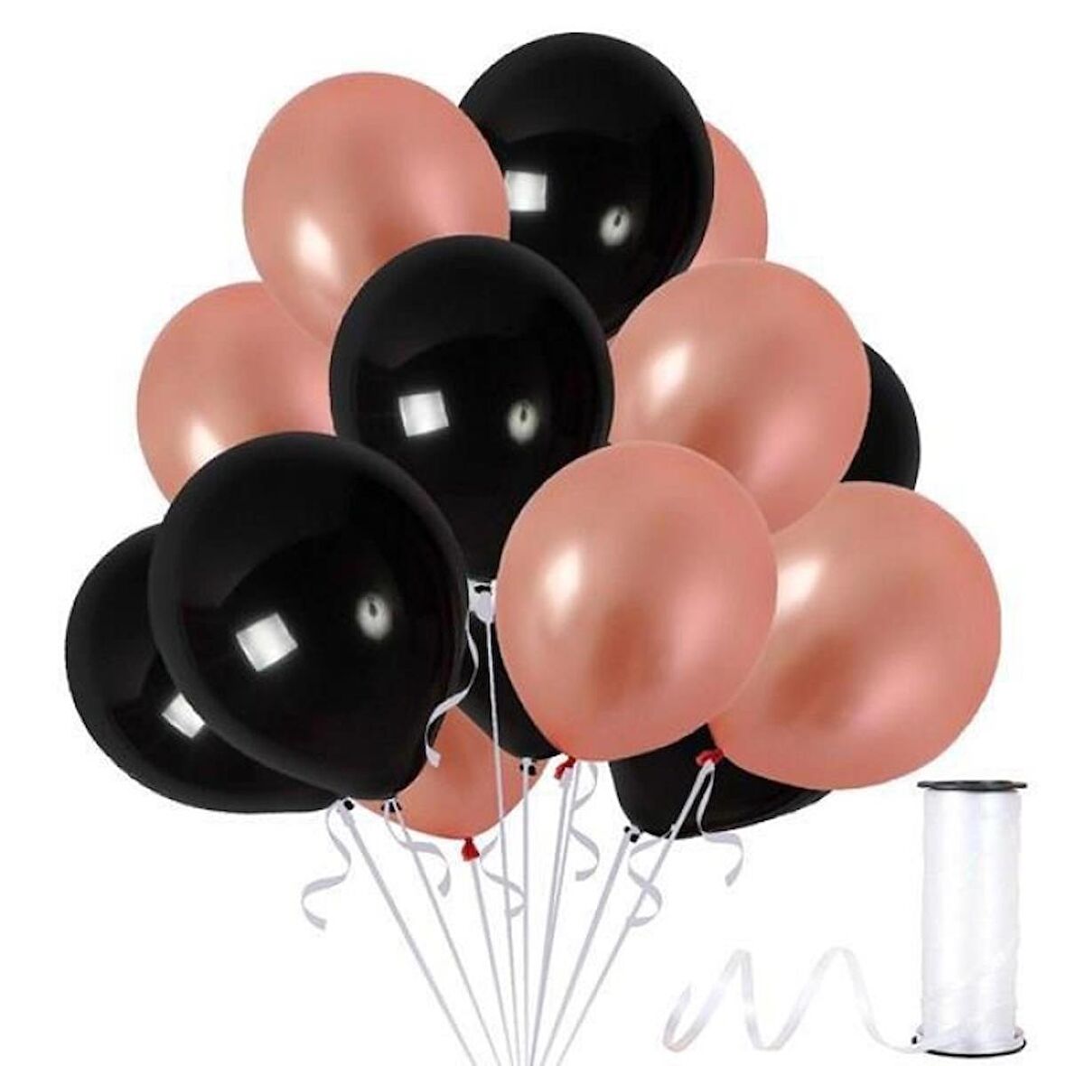 Metalik Rose Gold ve Siyah Balon