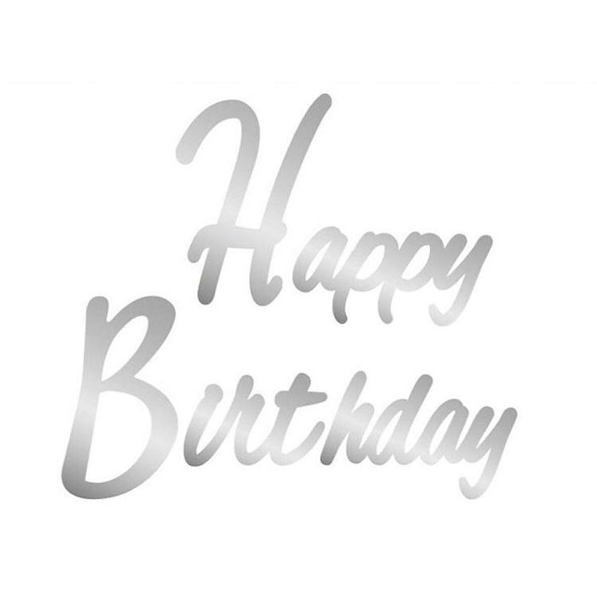 Happy Birthday İtalik Banner Gümüş