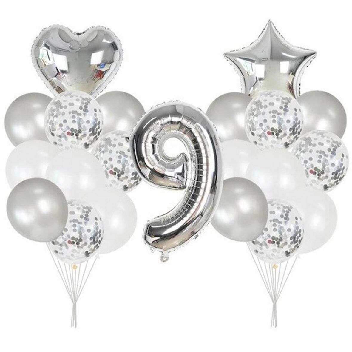 9 Yaş Gümüş Balon Seti