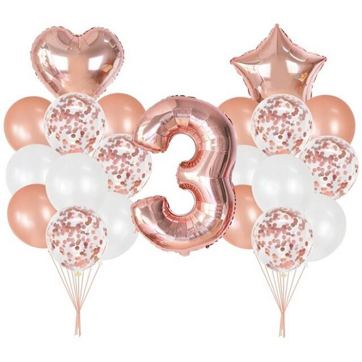 3 Yaş Rose Gold Balon Seti