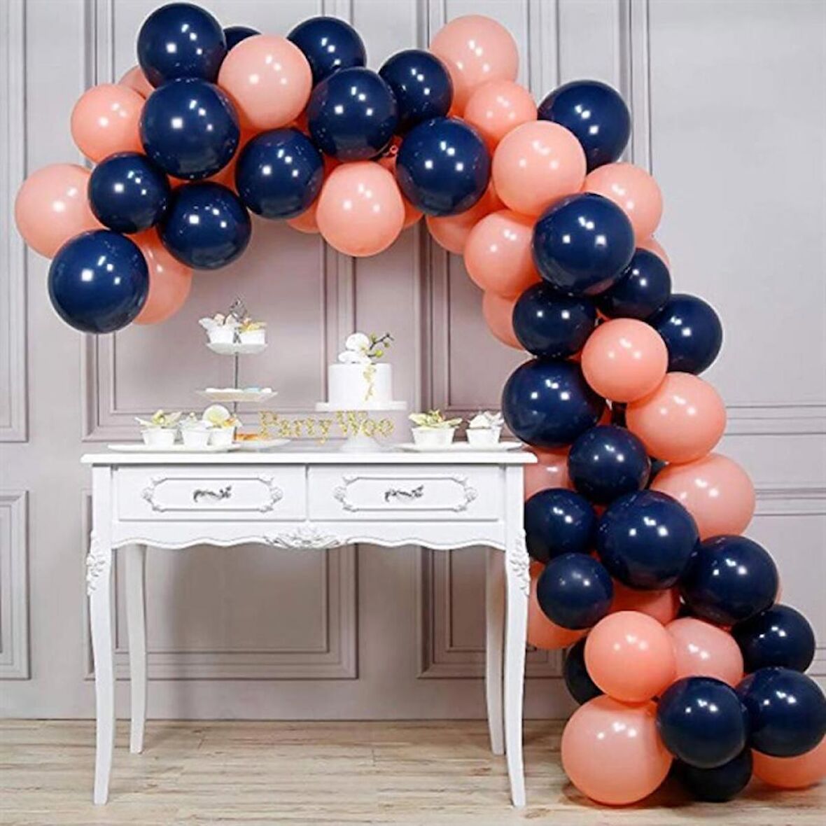 Gece Mavisi Somon Balon Zincir Seti 63 Parça