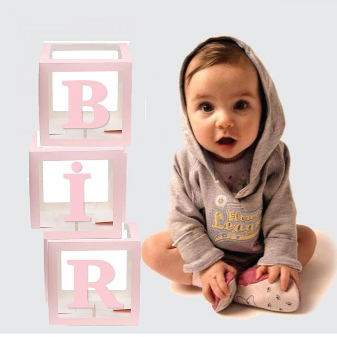 Şeffaf Kutu Bir Yazılı Harf Pembe 25 cm