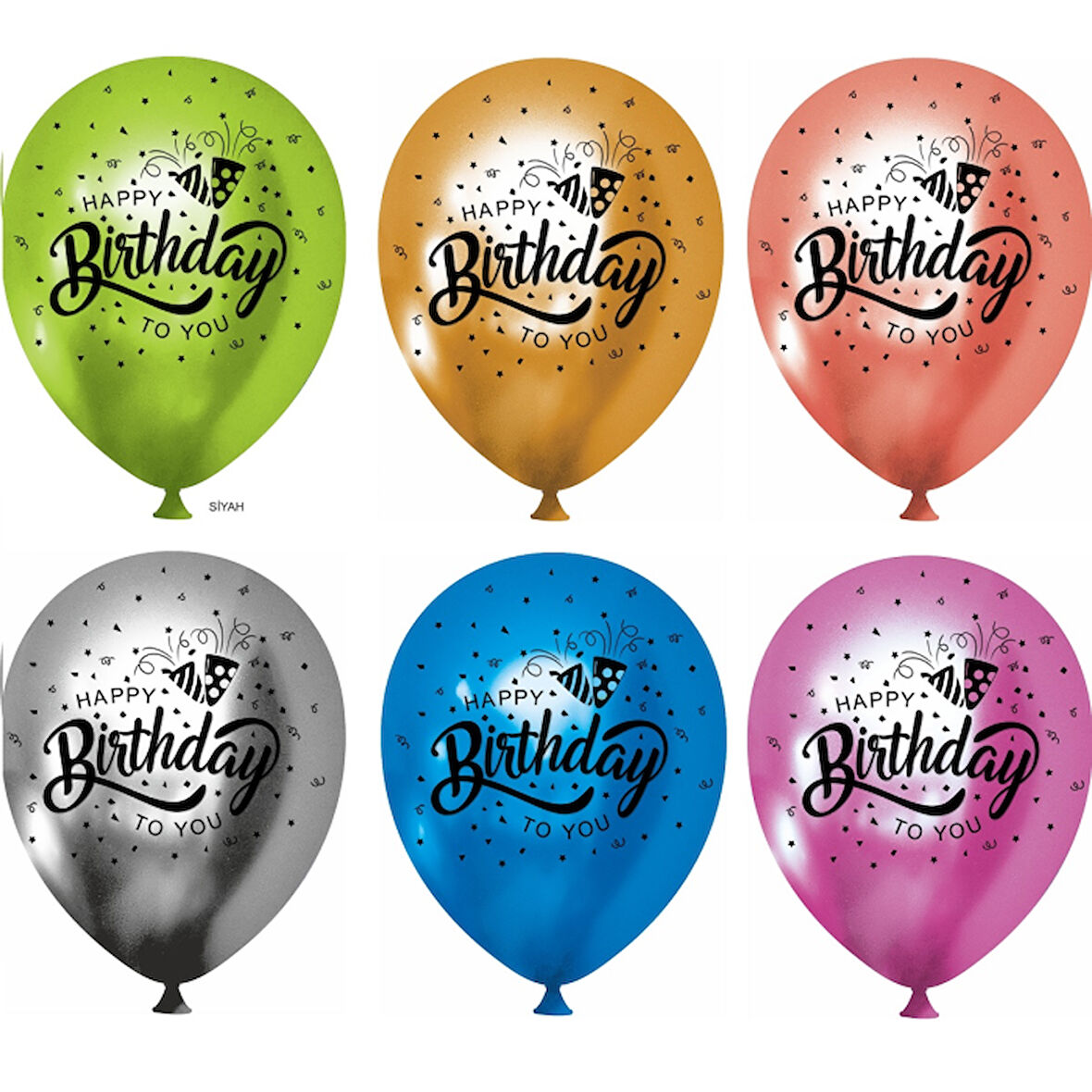 Krom Karışık Happy Bırthday Balon 12 inç