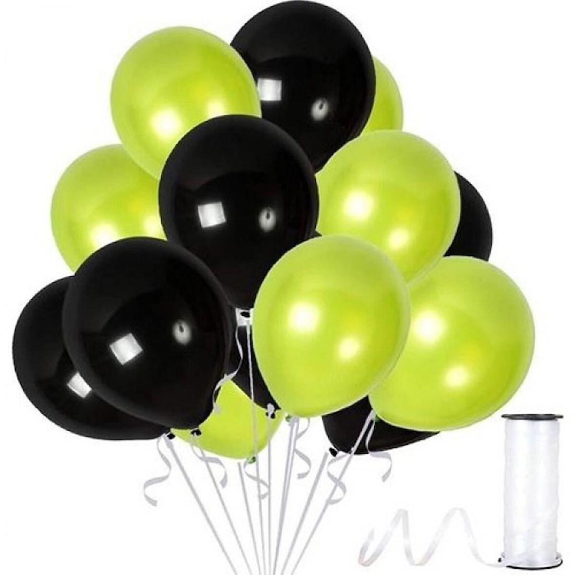 50 Adet Metalik Yeşil Siyah Balon 2 Renk
