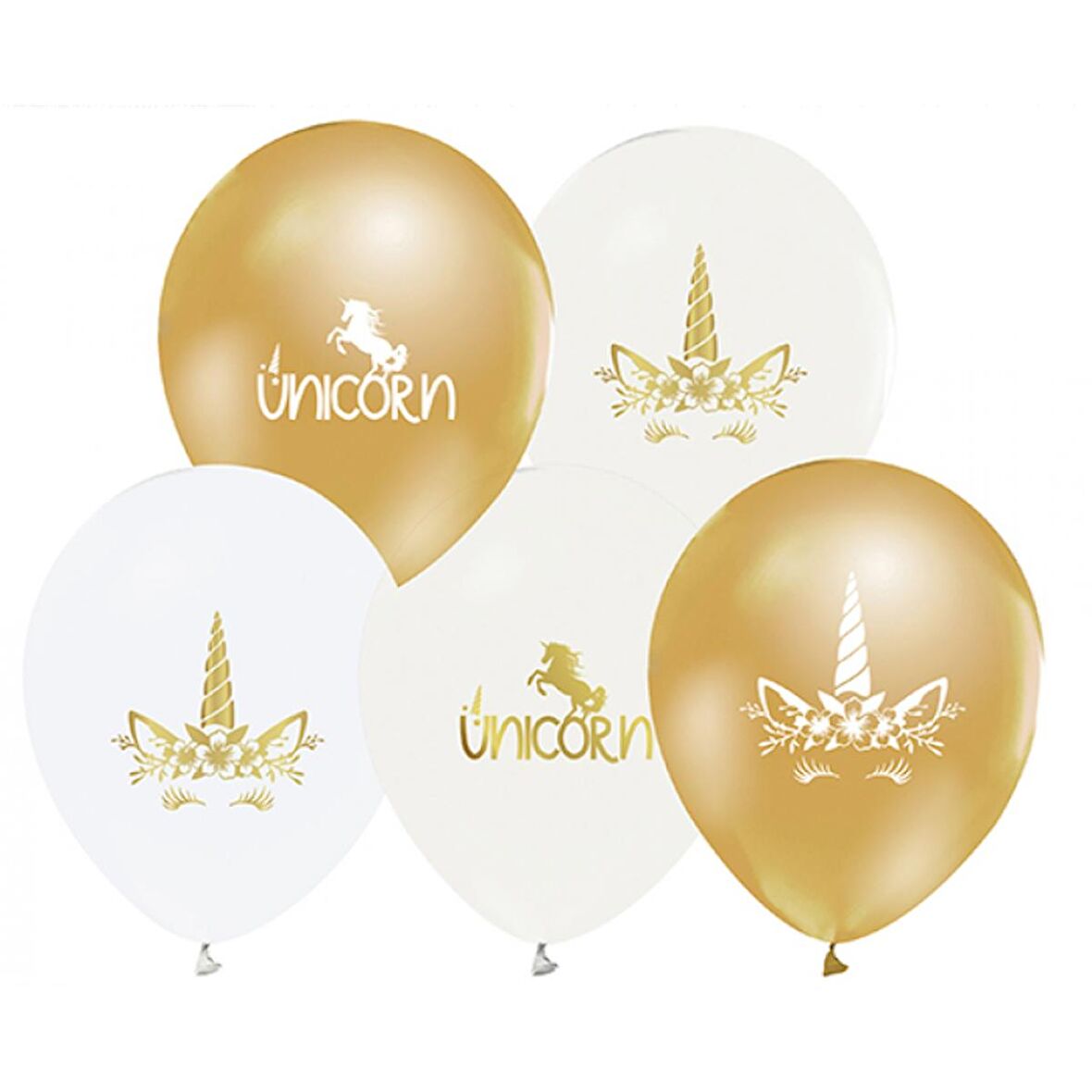 Unicorn Baskılı Gold Renkli Lateks Balon