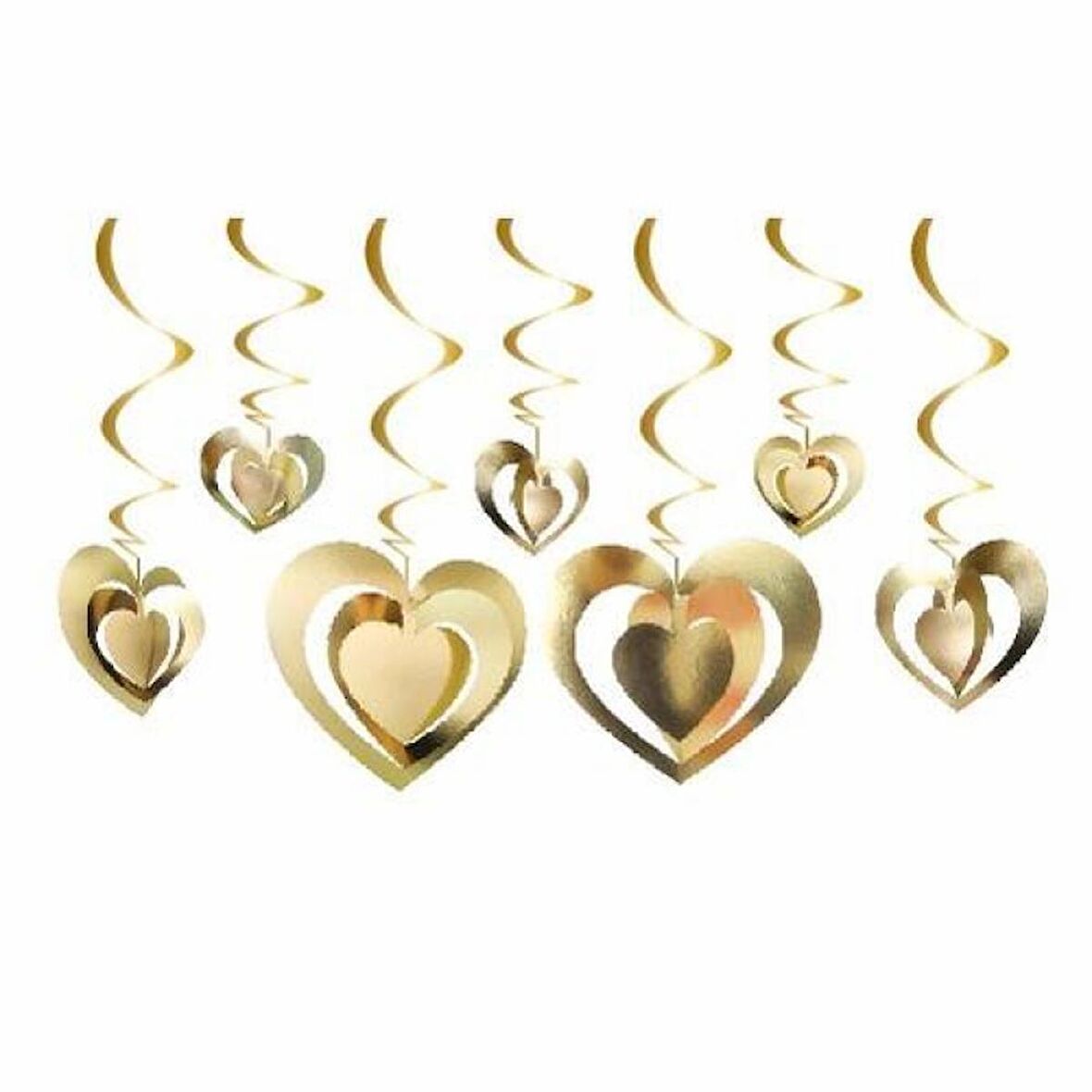 3D Tavan Süsü 12 li Gold Kalp