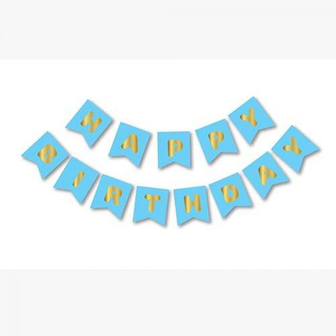 Happy Bırthday Yazı Mavi/ Gold Banner