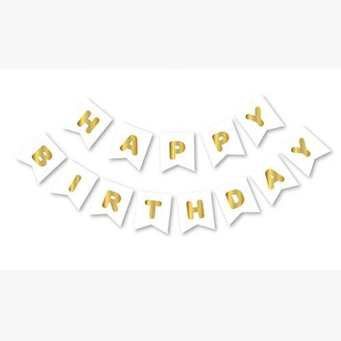 Happy Bırthday Yazı Beyaz/ Gold Banner