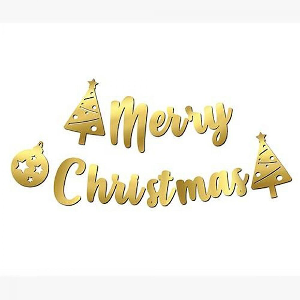 Merry Christmas Kaligrafi Banner Gold