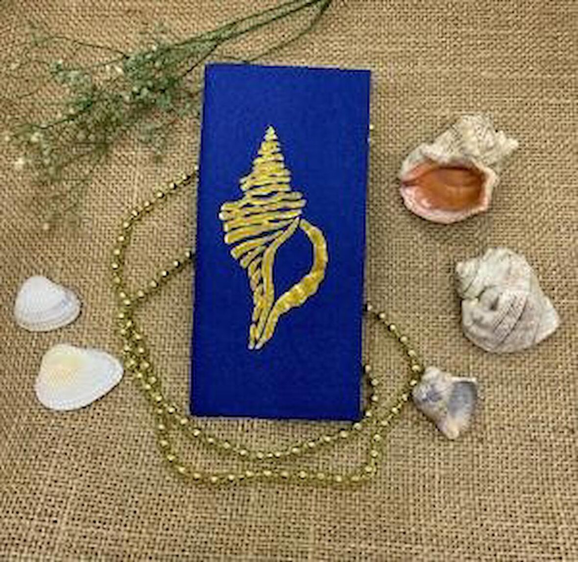 Gold Yaldızlı Lacivert Deniz Kabuğu Peçete