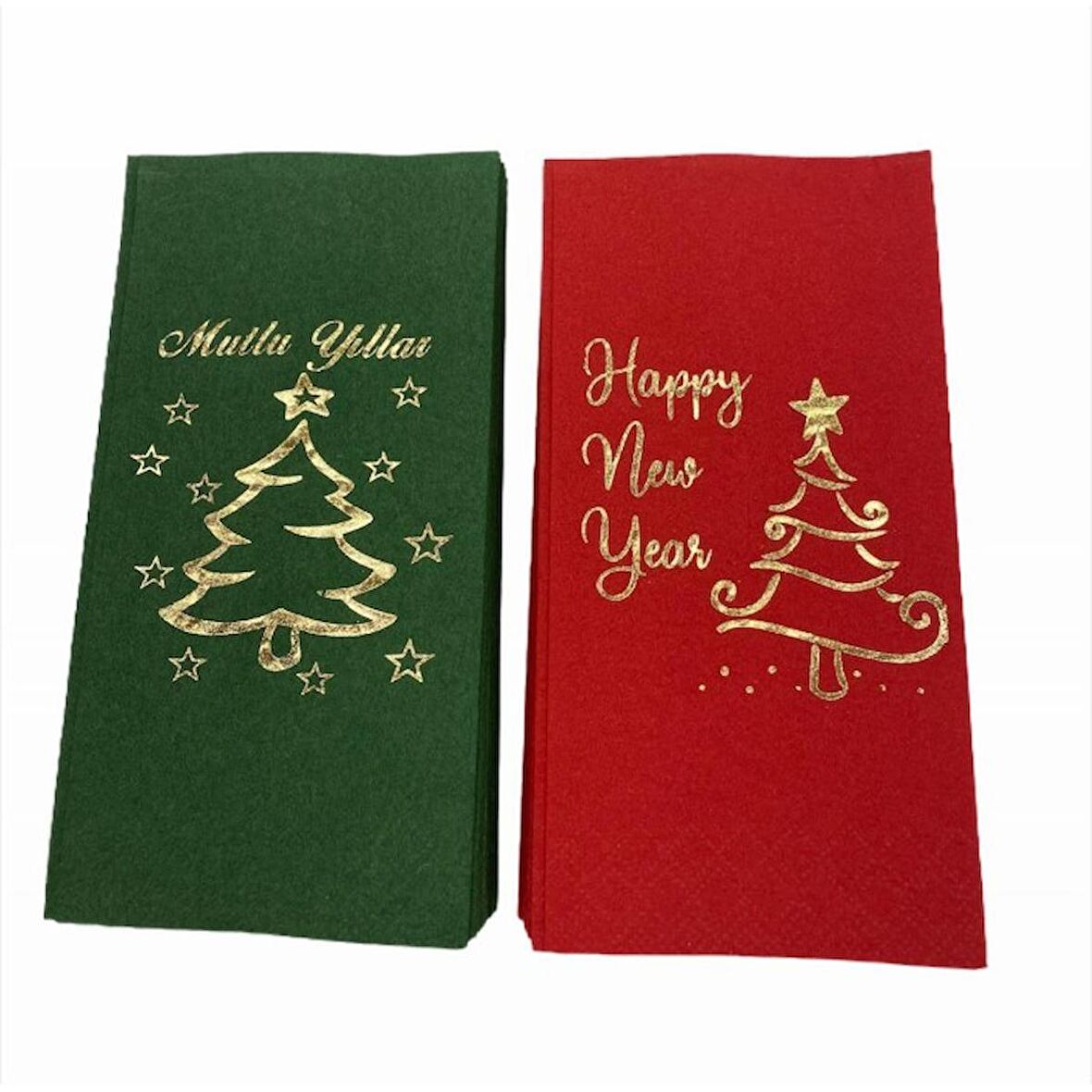 Yılbaşı Peçetesi Yeşil Kırmızı 2 li Set