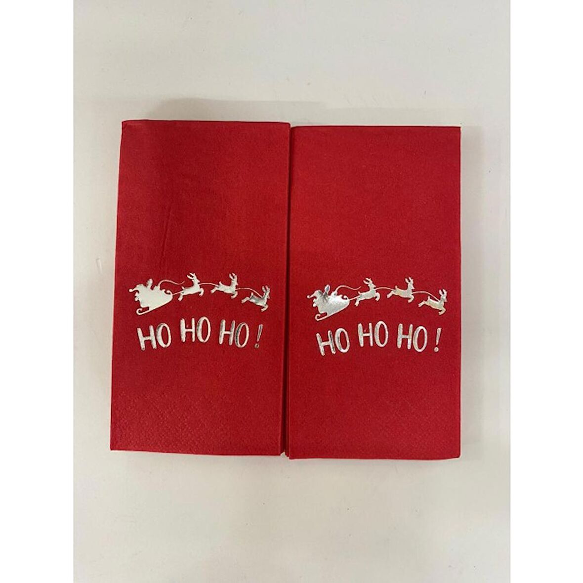 Gümüş Yaldızlı Kırmızı Yılbaşı Ho Ho Ho Yazılı Peçete